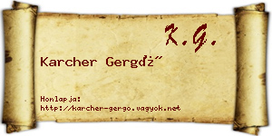 Karcher Gergő névjegykártya